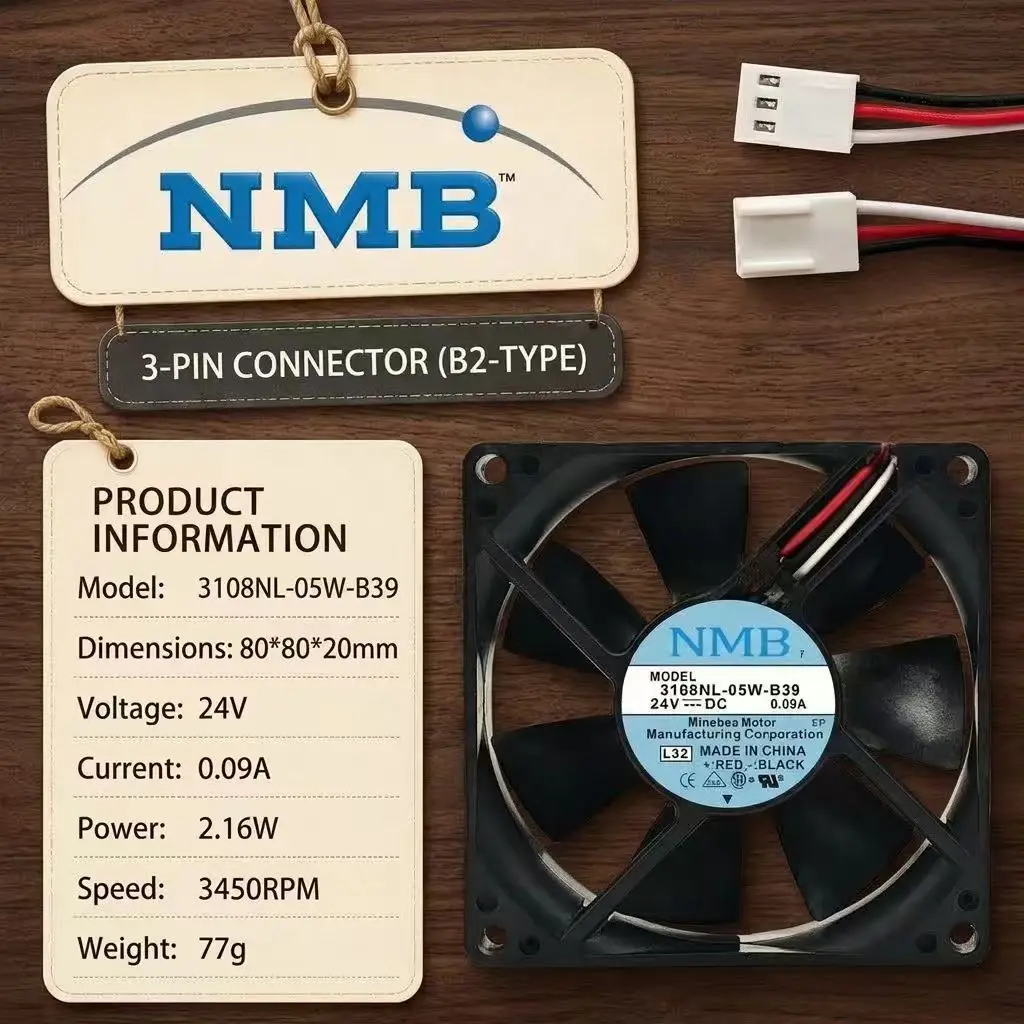 For NMB 3108NL-05W-B30 DC 24V 0.09A 6025 60x60x25mm 9300RPM 2-Pin Dual Ball Bearing Server Inverter Chassis Case Cooling Fan