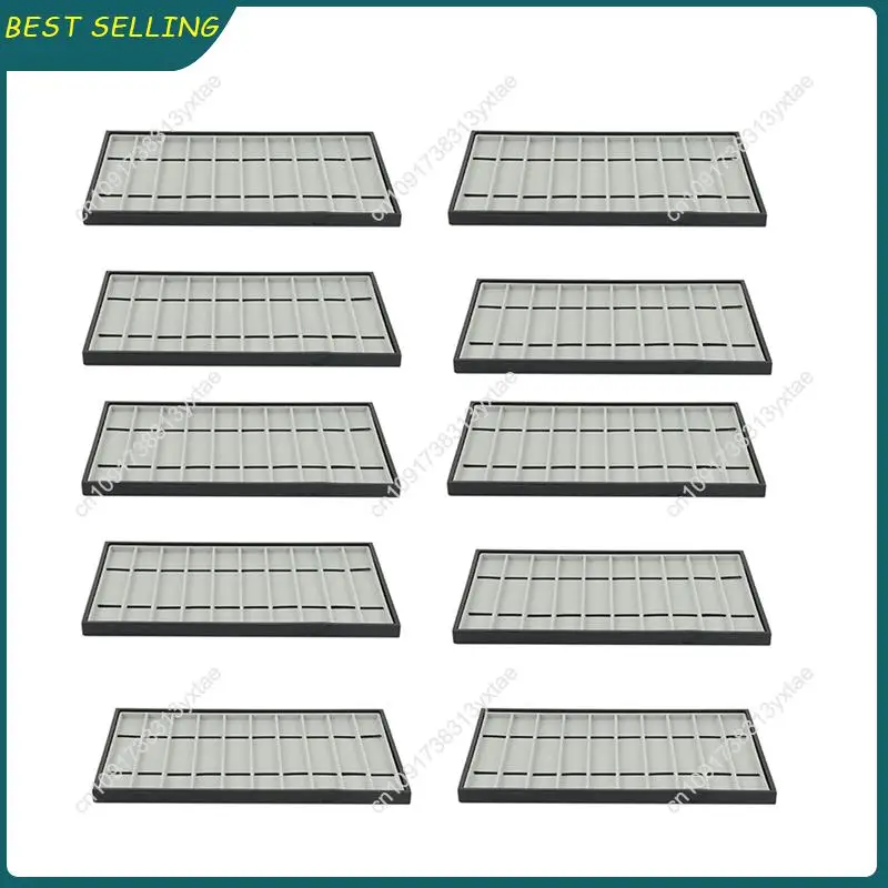 N09R-10X 10 Slot Watch Band Holder, Watch Strap Case With Clear Lid, Watch Bands Organizer, Stackable Tray For Watch Bands A