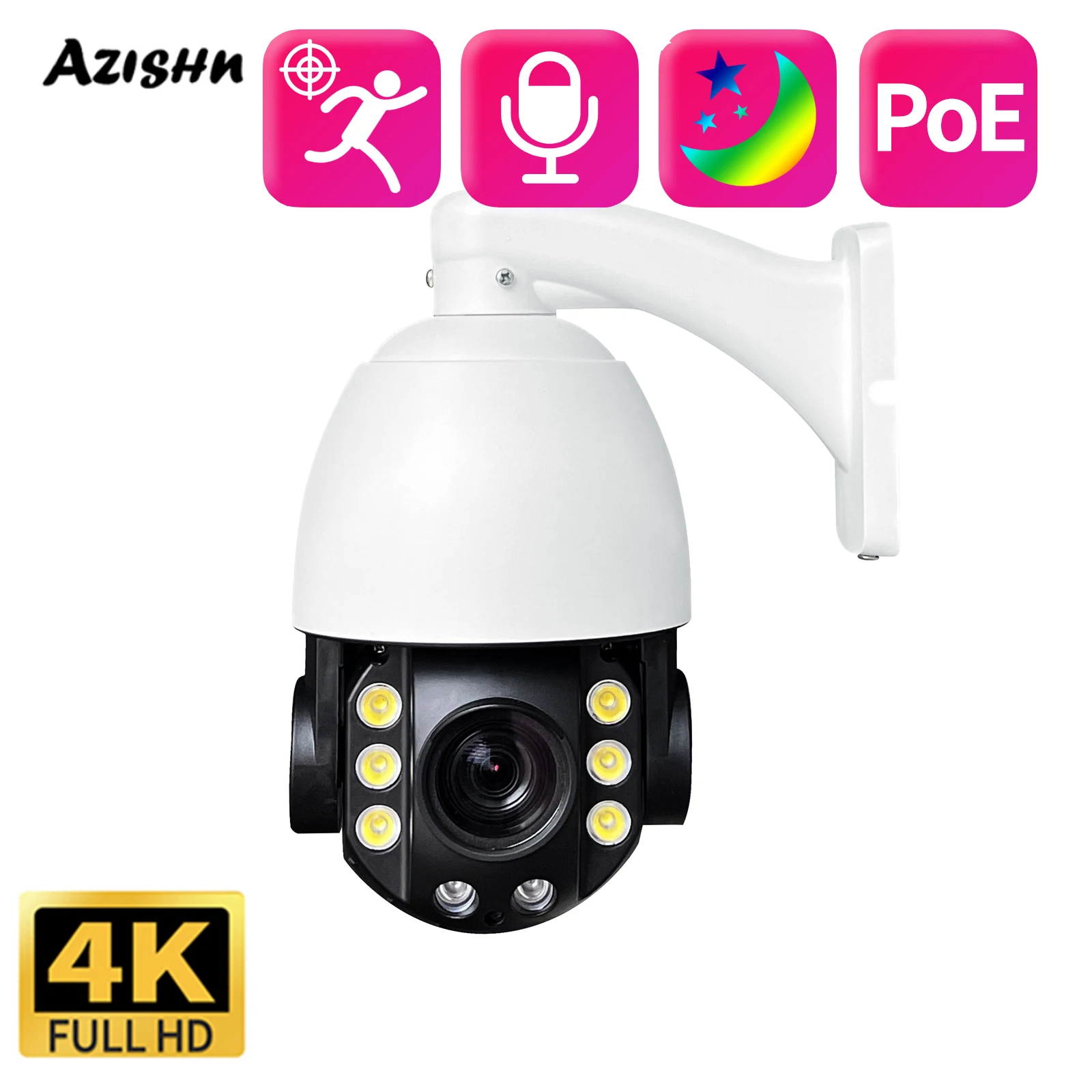 

Outdoor Color Night Vision 4K IP Camera Optical Zoom CCTV Video Security Human Automatic Tracking H.265+