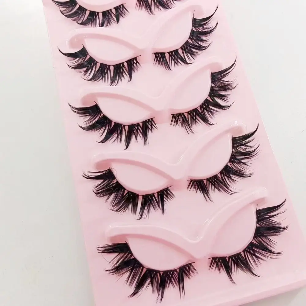 New 3D Faux Mink Manga Lashes Natural Dramatic Cat Eye Eyelashes End Eye Elongated Black Band Mink Lashes Eyelash Extension