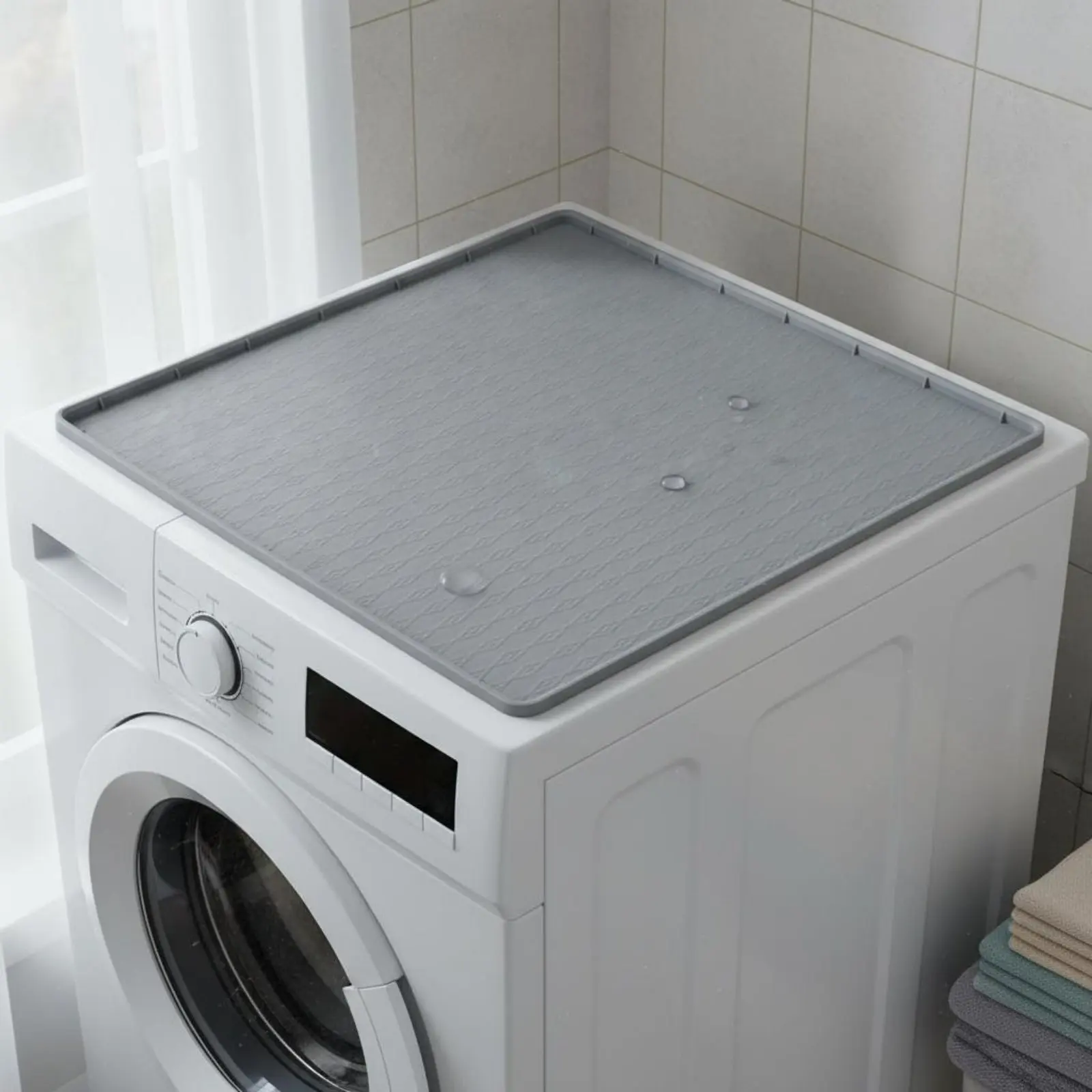 

Washing Machine Top Cover Scuff Resistant Washing Machine Protector Mat Washer Top Cover Easy to Clean Waterproof Non-Slip Mat
