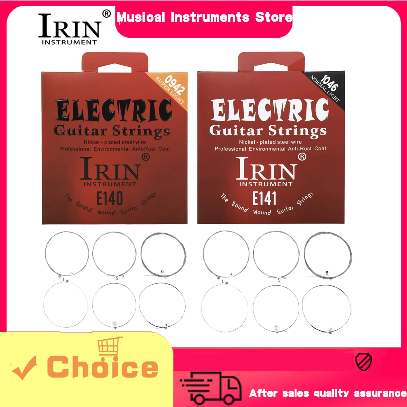 IRIN Electric Guitar Strings High Carbon Alloy Nickel Steel Wrap Professional Beginner Practice Strings Electric Guitar Parts