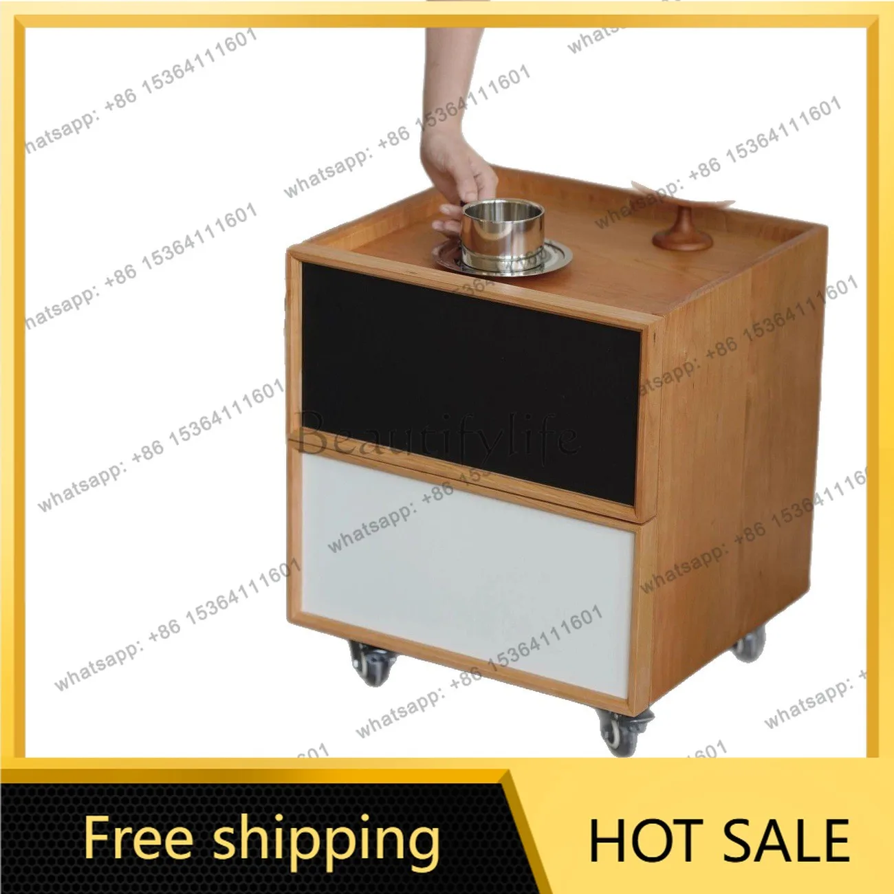 XX. Modern medieval storage retro color matching mobile bedside table locker