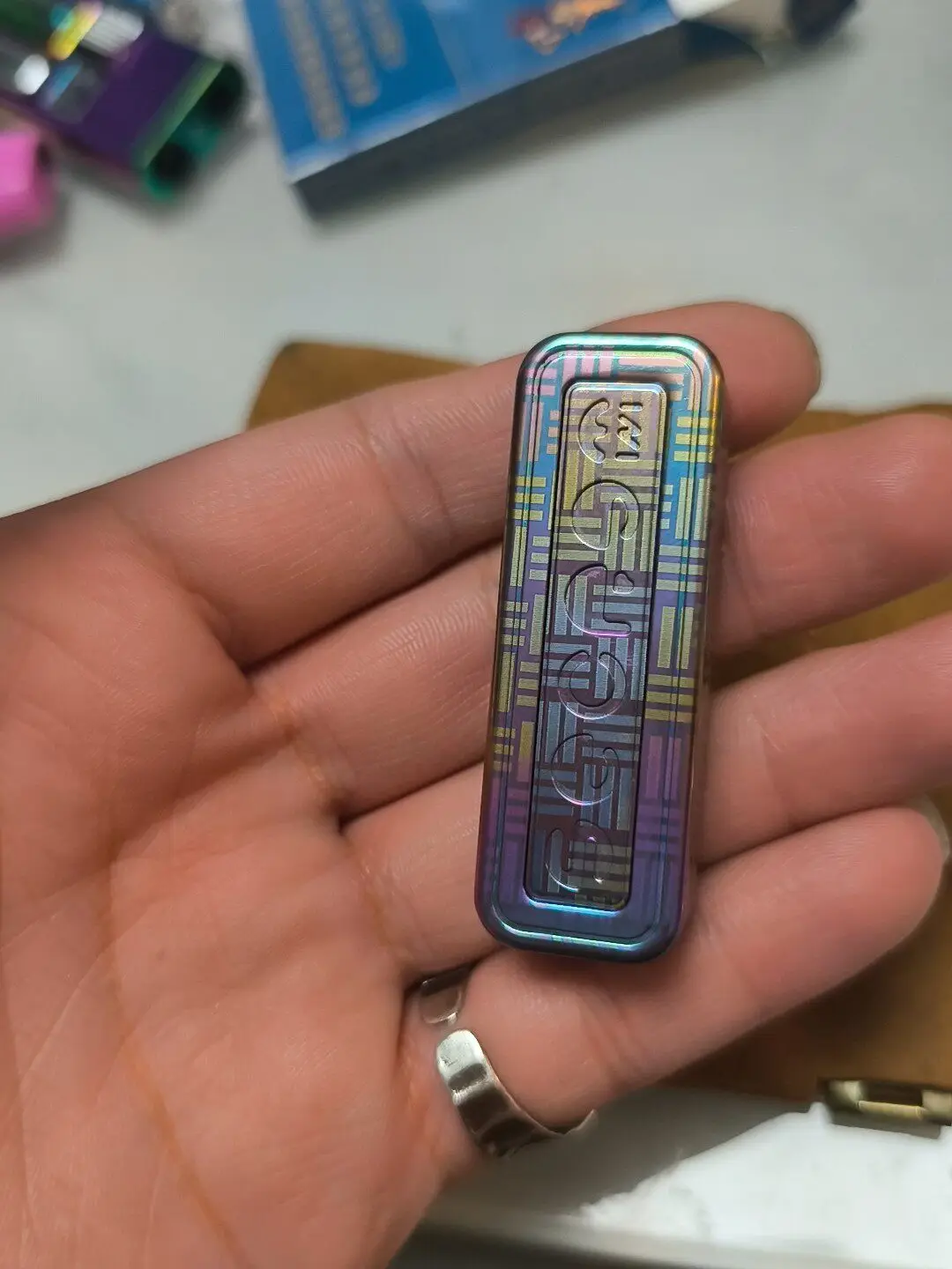 Used EDC  WM Secret Push Brand Titanium Alloy Material EDC Decompression Toy
