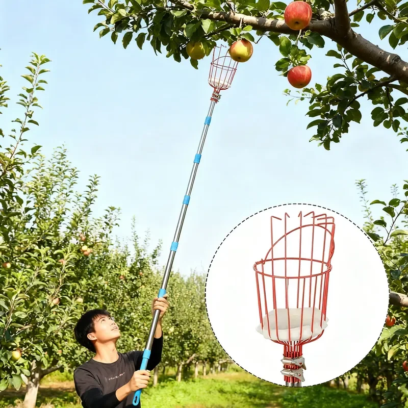 for Winslow & Ross High Quality Stainless Steel Rod Fruit Picking Tools Basket Telescopic Pole High-altitude Fruit Picker
