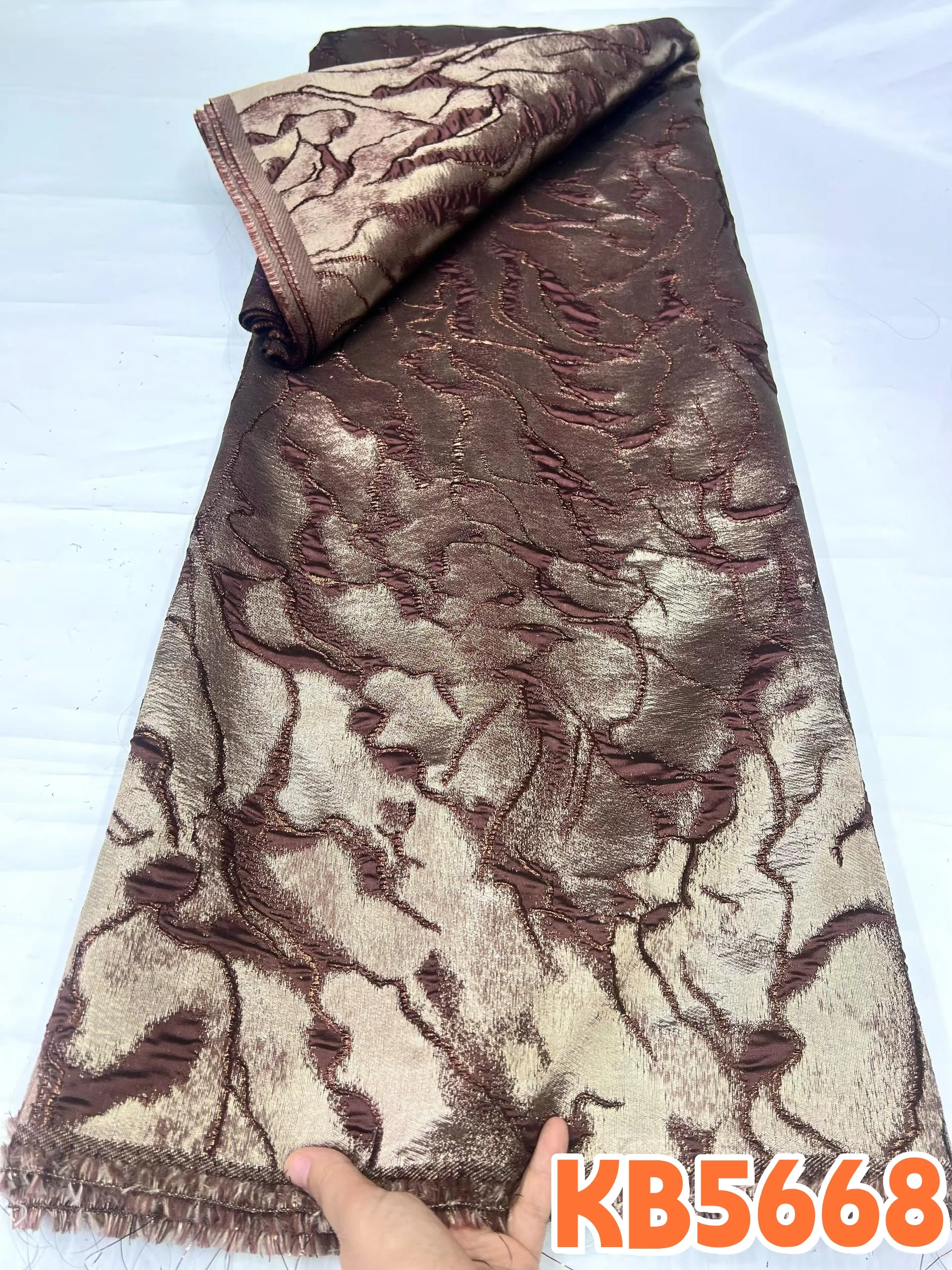 DREAMYALISI Brocade Lace Fabric High Quality 5 Yard Gilding Damask African Jacquard Lace Fabric 2026 for Nigerian Wedding KB5668