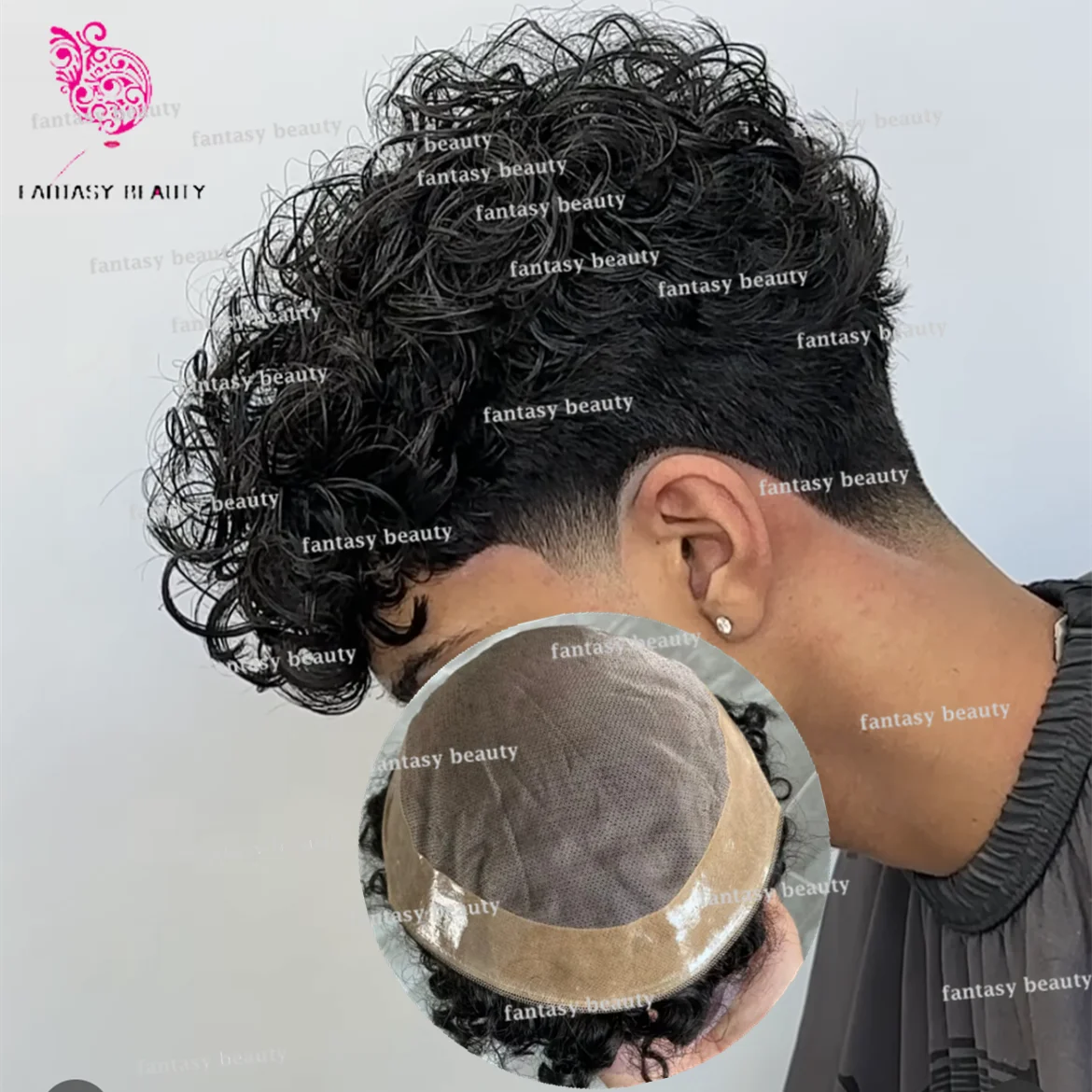 African Breathable Toupee 20mm Brown Black remy Hair Replacement System Mono lace capillary prosthesis natural hair unit for men