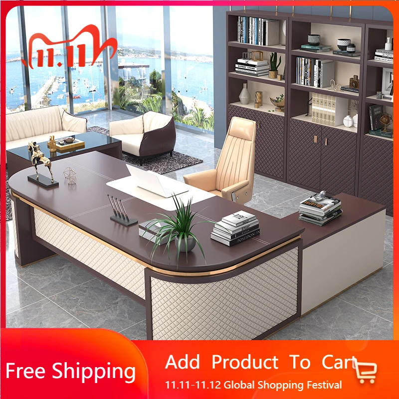 

European Conference Office Desk Light Luxury Modern Reception Quality Office Desk Executive Minimalist Bureau Meuble Furniture