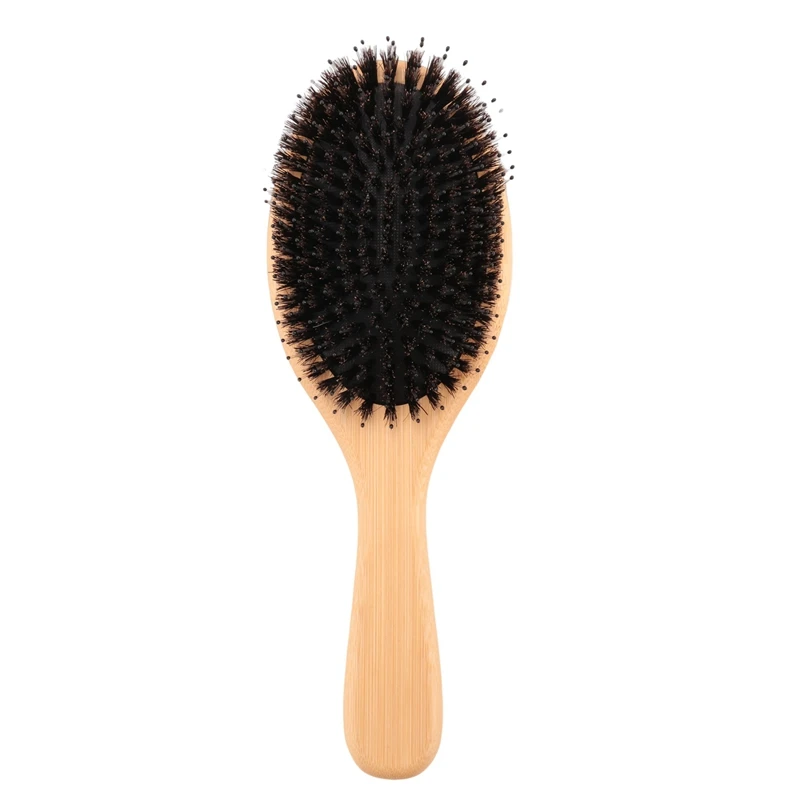 2 Pcs Khaki Comb With Nylon Pins Bamboo Paddle Detangler Brush Detangling Adding Shine Brushes Daily