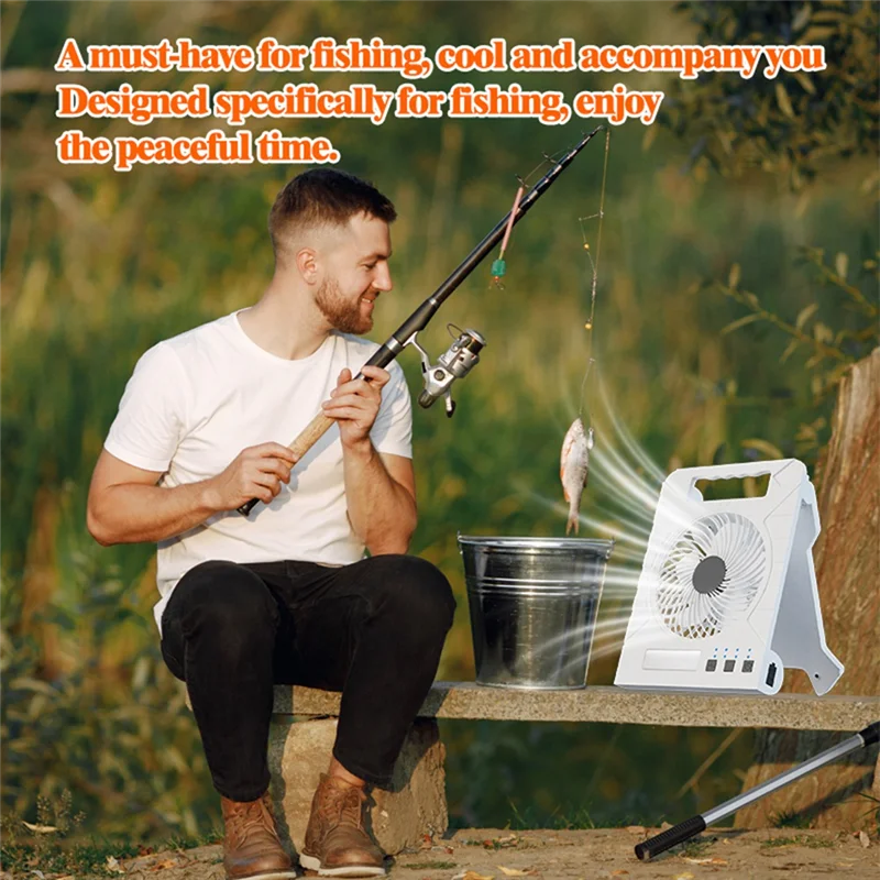 JABS-Portable Folding Solar Fan With LED Lantern, Ideal For Outdoor Activities- For Camping, Tents, Fishing, Beach, Car, Home