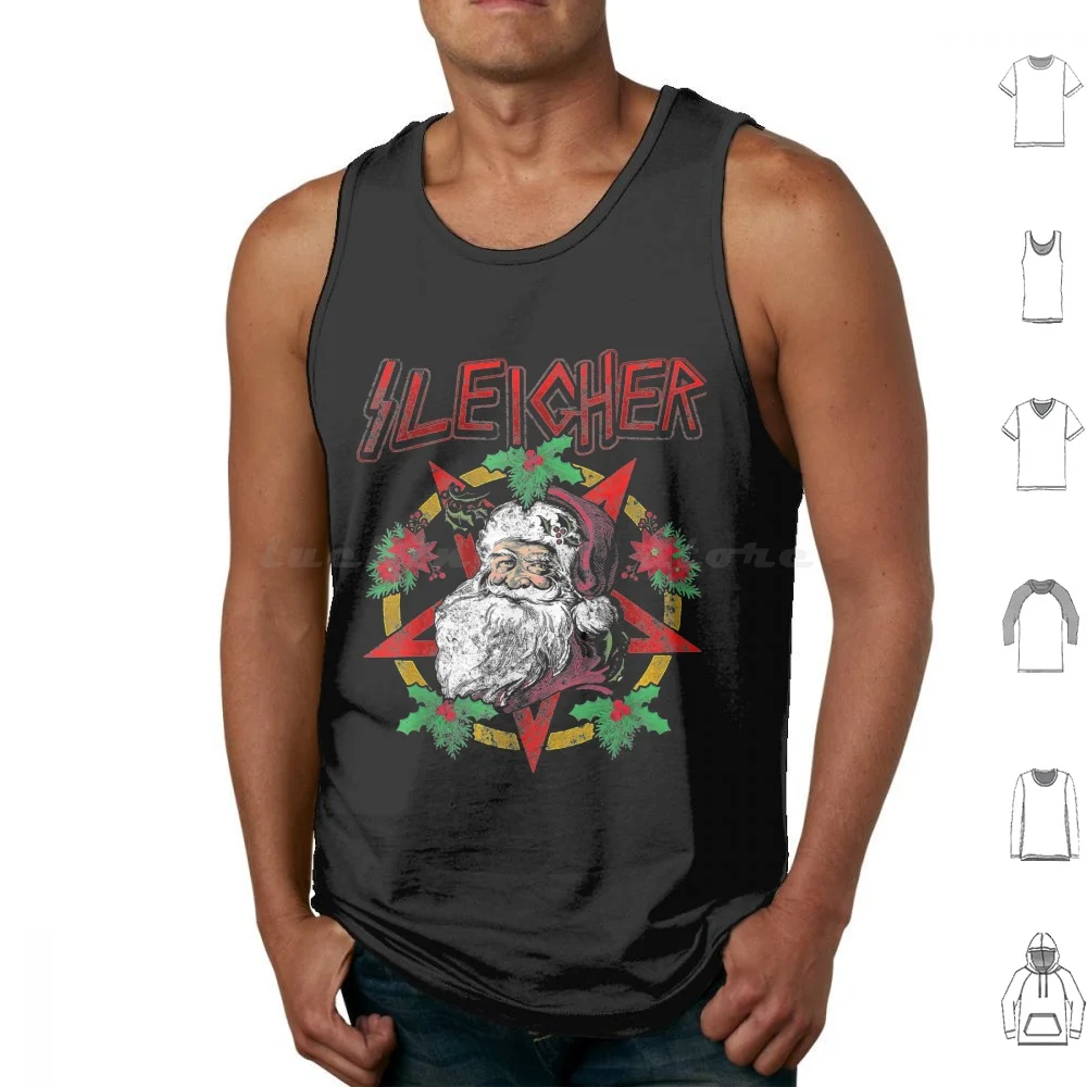 Sleigher Heavy Metal Santa Claus Christmas Xmas Tank Tops Vest Sleeveless Sleigher Heavy Sleigher Heavy Metal Santa