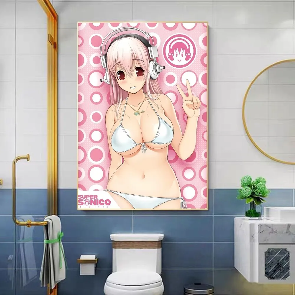 Super Sonico Game Self-adhesive Art Poster Whitepaper Sticker DIY Room Bar Cafe Wall Decor