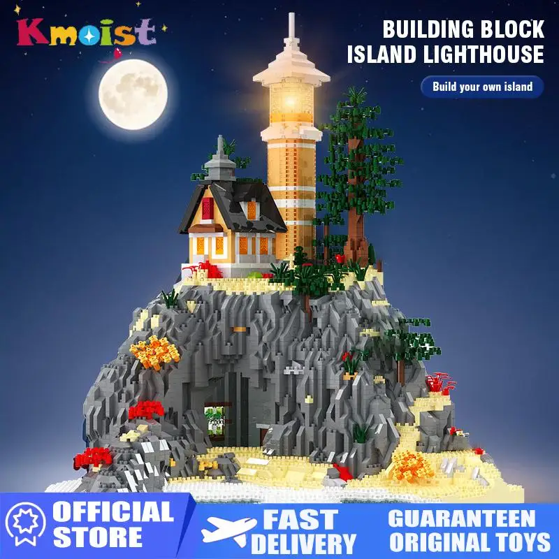 DIY Building block Lighthouse Kids toy with LED Light 5100pieces Micro Bricks Blocks Assembly Toys Gift for Children's Birthday