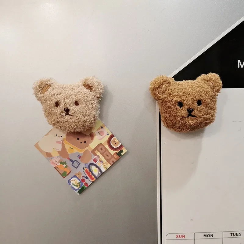 Cute Plush Bear Fridge Magnet Refrigerator Magnetic Chalkboard Whiteboard Photo Message Stickers Note Stick Kids Toys Home Decor