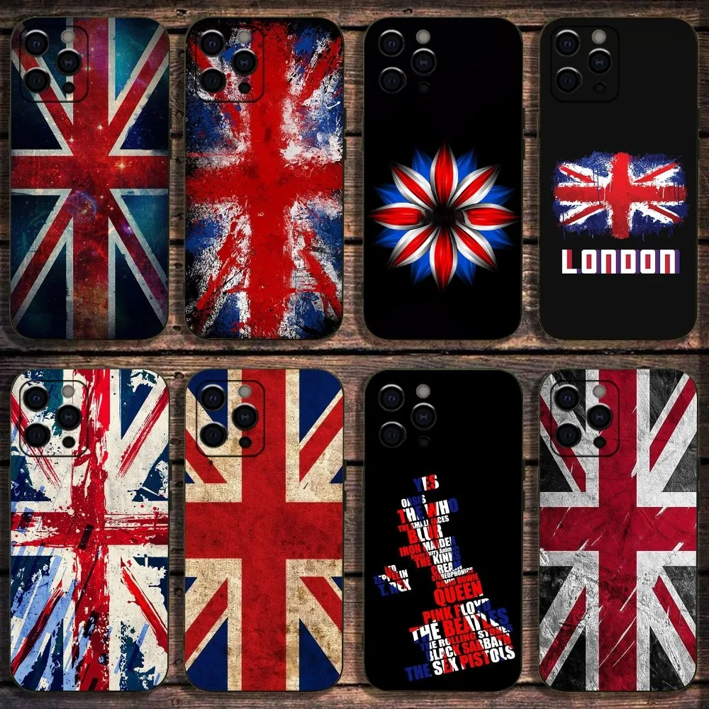 Union Jack British England UK Flag Phone Case For Apple iPhone 15,14,13,12,11,Pro,X,XS,Max,XR,Plus,Mini Soft Black Cover