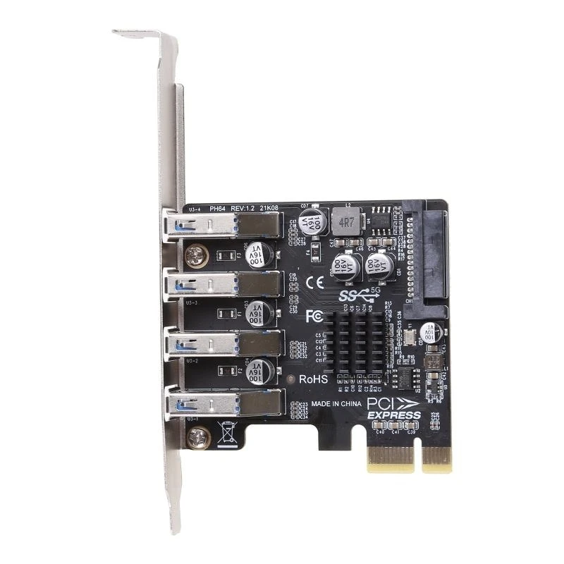 U2JE PCIE USB Card 4 Ports for Express to USB Expansion Card 5Gbps PCI-e Adapter for Windows 10/8/7/XP/Vista