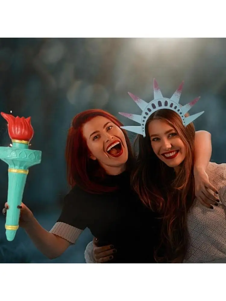 

652F Statue Of Torch Headband Creavie Patriotic Hairhoop For Special Event