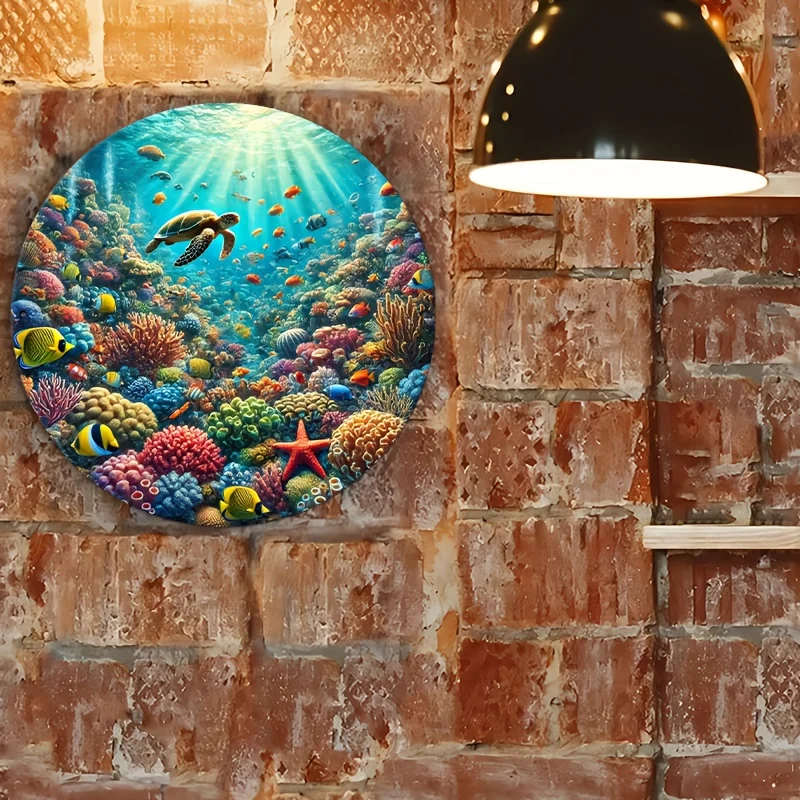 Underwater Treasure Diving 7.8 Inch Round Iron Slab - Multifunctional Wall Art for Home, Cafe, Garage | The Perfect Gift for Fri