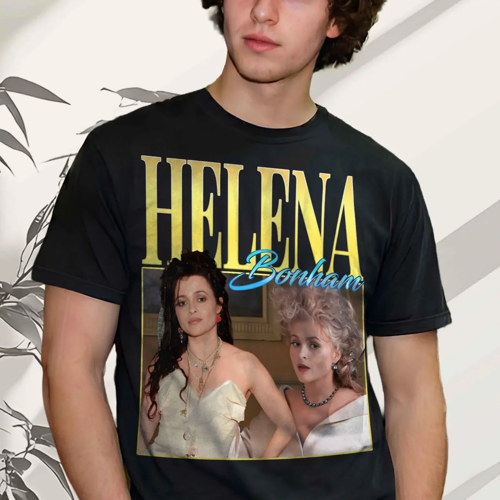 Helena Bonham Carter Vintage Style T Shirt Iconic Actress Portrait  vintage Washed Stylish graphic homme fashion Stretched