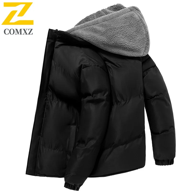 COMXZ 2025 New Padded Jacket M 8XL Plus Size Autumn Winter Hooded Warm Cold Proof Polar Fleece Padded Jacket Boys Winter Coat
