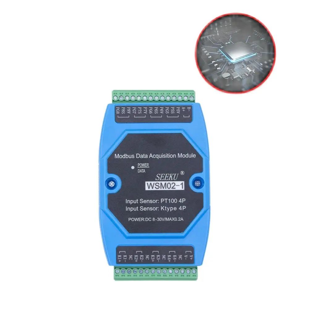 

4/8 channel modbus Temperature acquisition module WSM02-1 -2 -3 Modbus rtu K/PT100 thermocouple Input