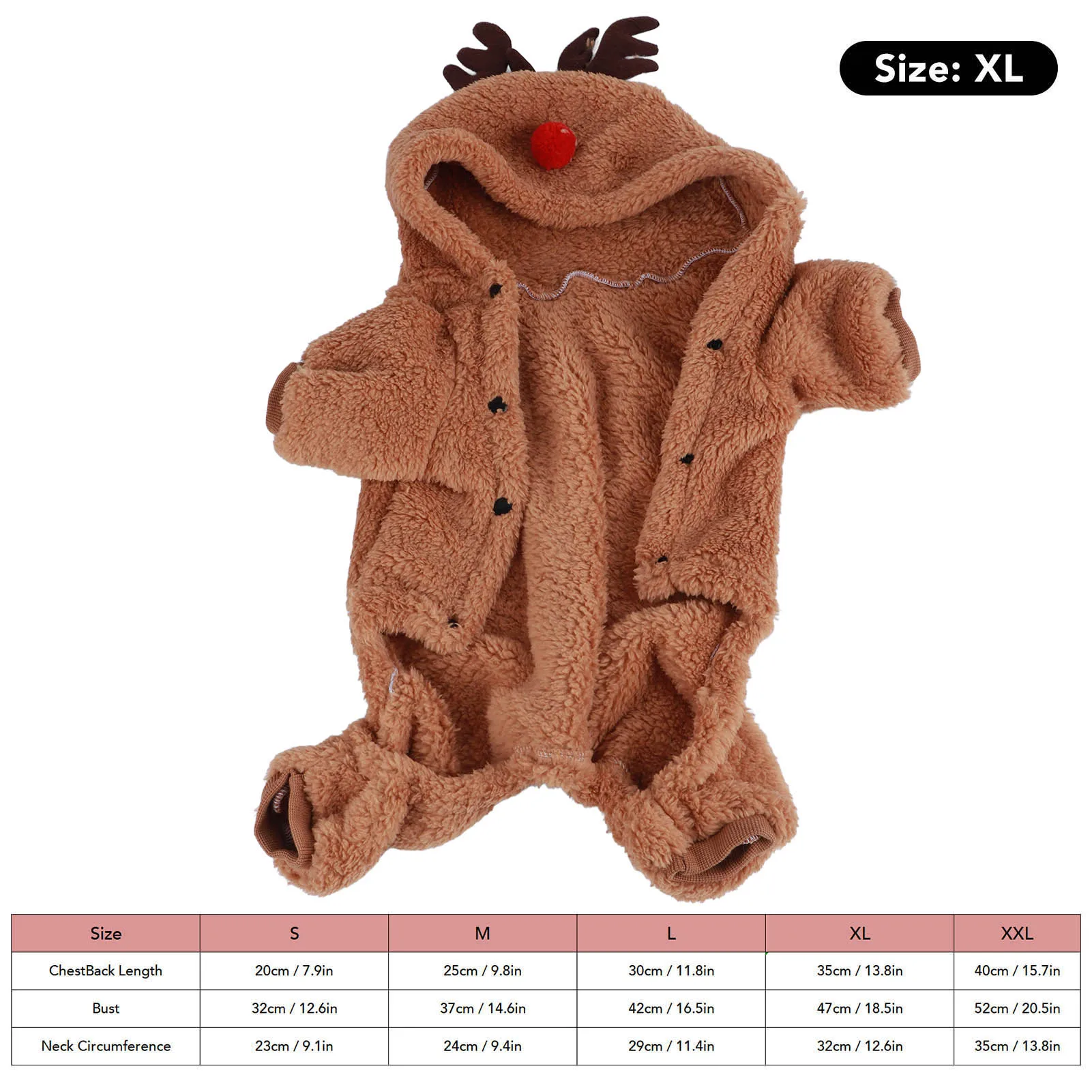 Dog Christmas Costume Reindeer Dog Clothes Reindeer Dog Hoodie Interesting Soft Warm Dogs Winter Pajamas for Christmas Cosplay