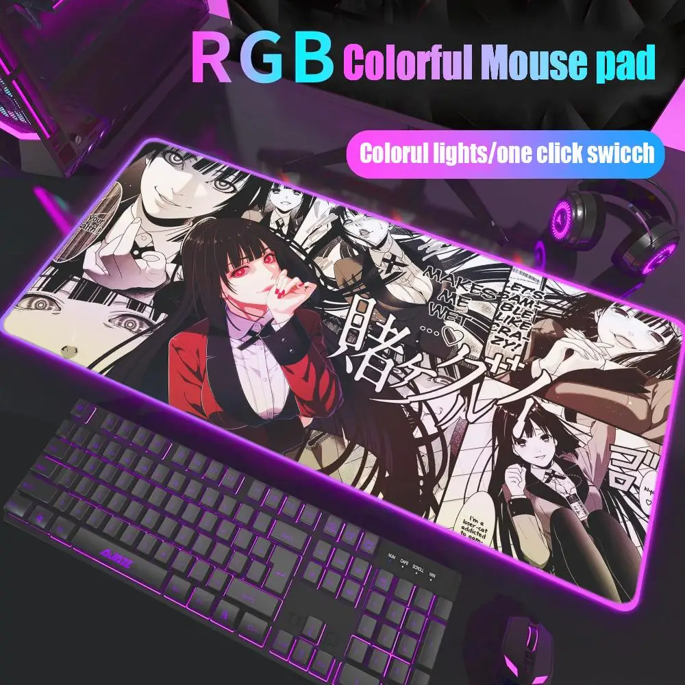 

Kakegurui Yumeko Jabami Mouse Pad Gamer Rgb Desk Mat Back Light Led Mousepad Setup Gaming Accessories Deskmat Big Mousepepad