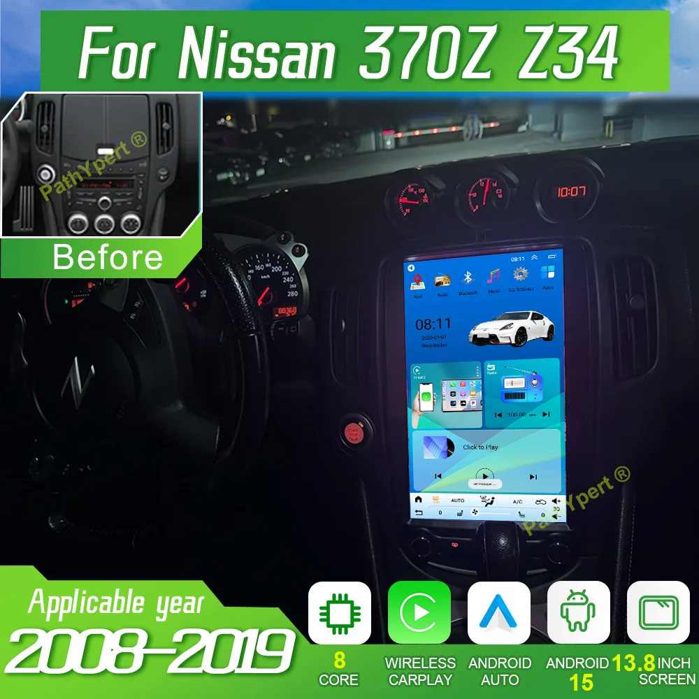 

13.8" Android15 For Nissan 370Z Z34 2008-2019 Multimedia Player Car Radio Touch Screen Carplay Auto Bluetooth GPS 4G+WIFI Stereo