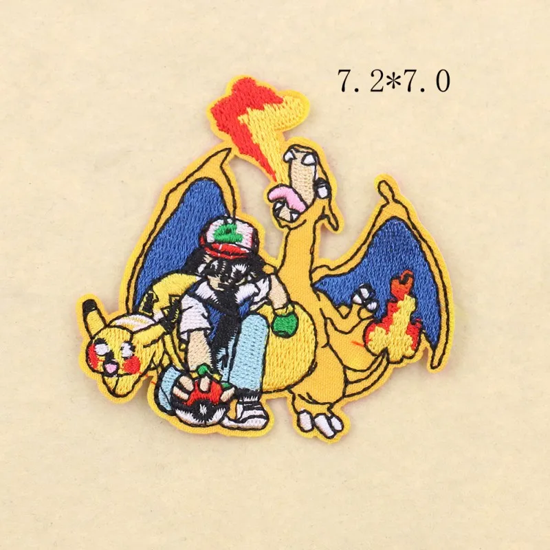 New 33 style Pokemon Cloth Patch Charzard Pikachu Clothes Stickers Sew on Embroidery Patches Applique Iron on Clothing DIY