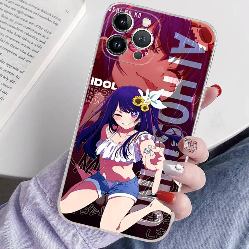 حافظة هاتف Oshi No Ko Anime Ai Hoshino Girl لهاتف آيفون 17 16 15 14 13 12 11 Pro XS Max Plus غطاء سيليكون ناعم