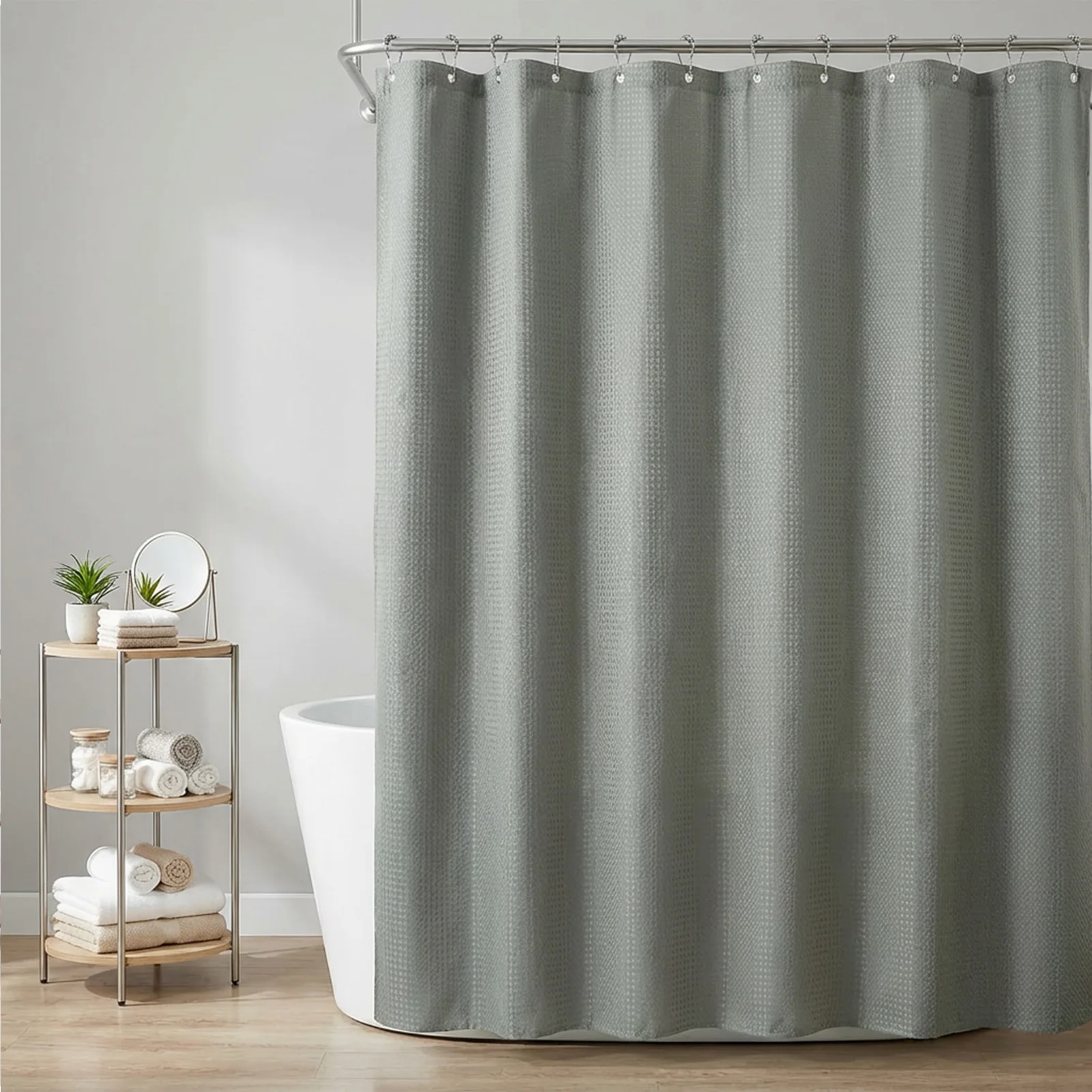 ワッフルシャワーカーテン 180x180cm 防水ポリエステ - Shower Curtain Liner のレビューと価格