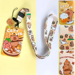 Cartoon Capybara Card Holder Keychain Bus Card Cover Case Business Card Holder Cute Credit Card Holders With Lanyard Id Holders