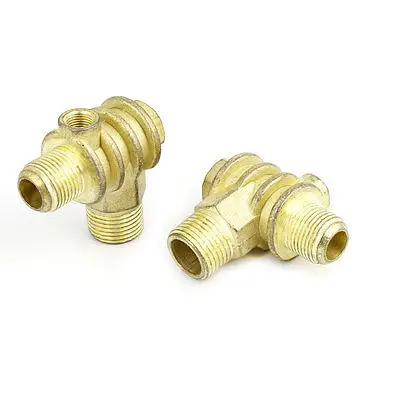 

2 Pcs Gold Tone 1 Female 2 Male Thread Brass Check Valve for Air Compressor
