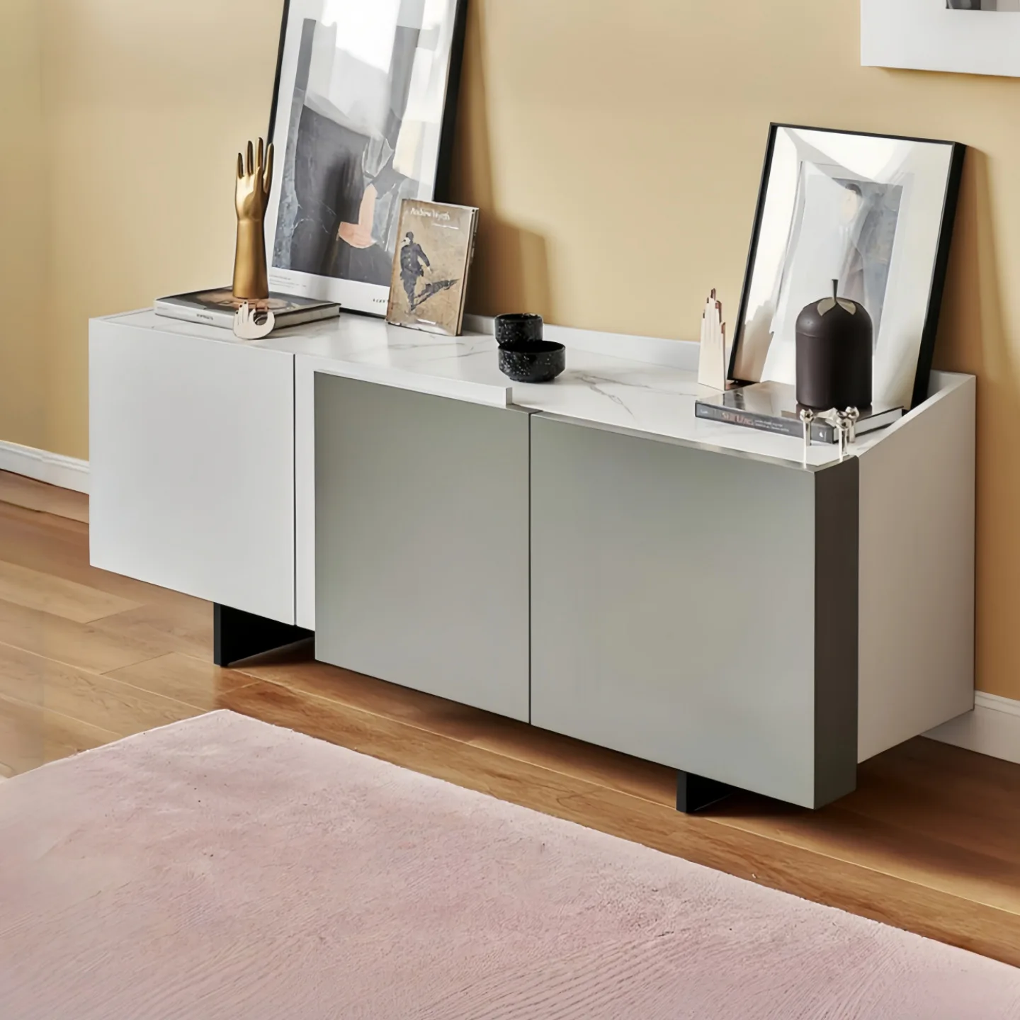 Simple and modern Nordic storage side cabinet multi-color piano paint porch cabinet