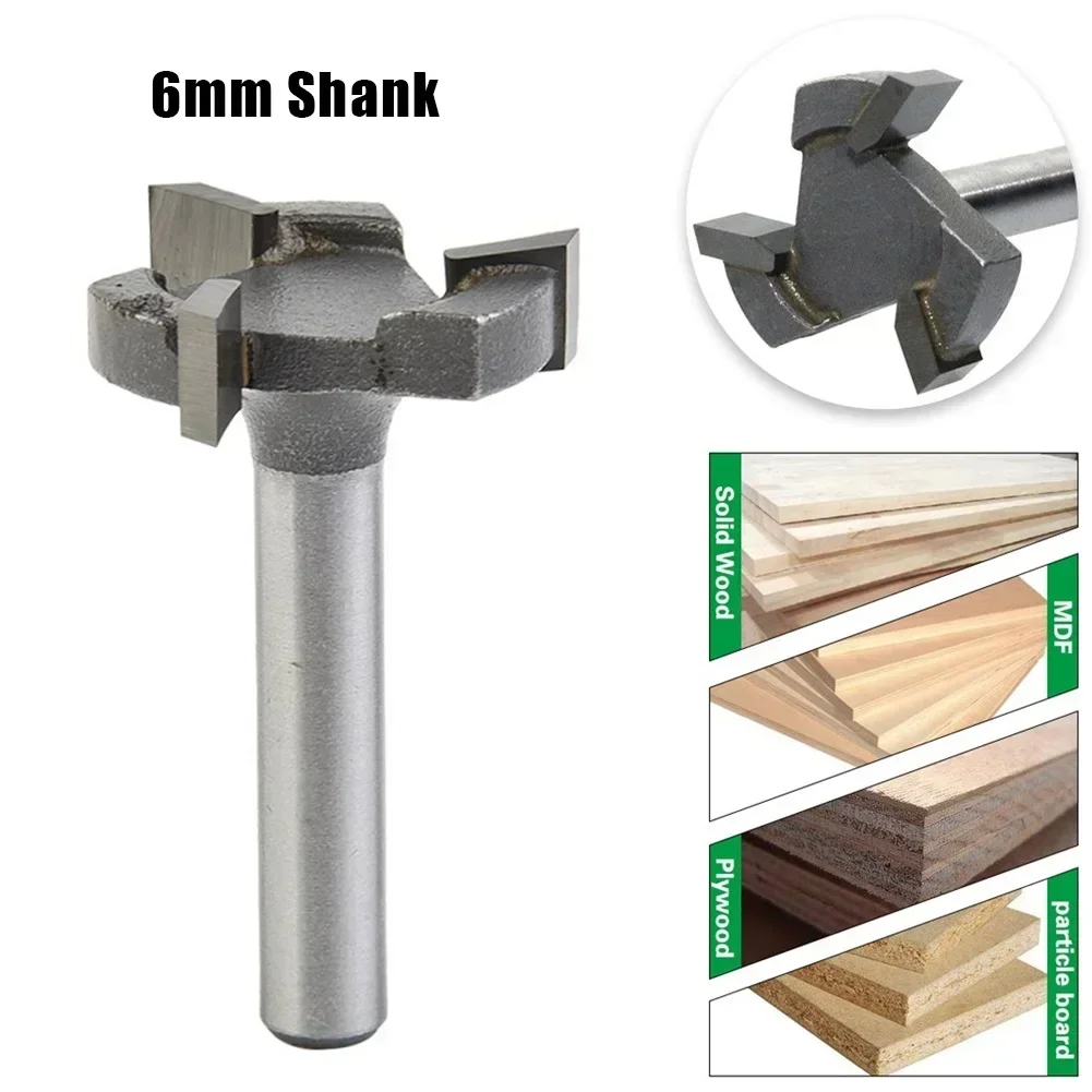 6mm Milling Cutter Router Bit Surfacing Woods CNC Heavy Duty Spoilboard Plunging Surfacing Planing Fly Cutter Power Tools