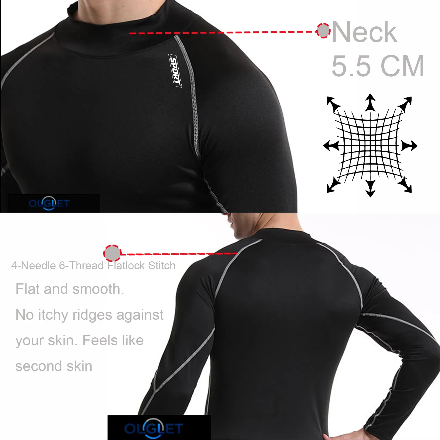 Compression Sport T-shirt Man Running Long Sleeve T Shirt Elastic Fitness Athletic Tee Gym Workout Sportwear Top image 5