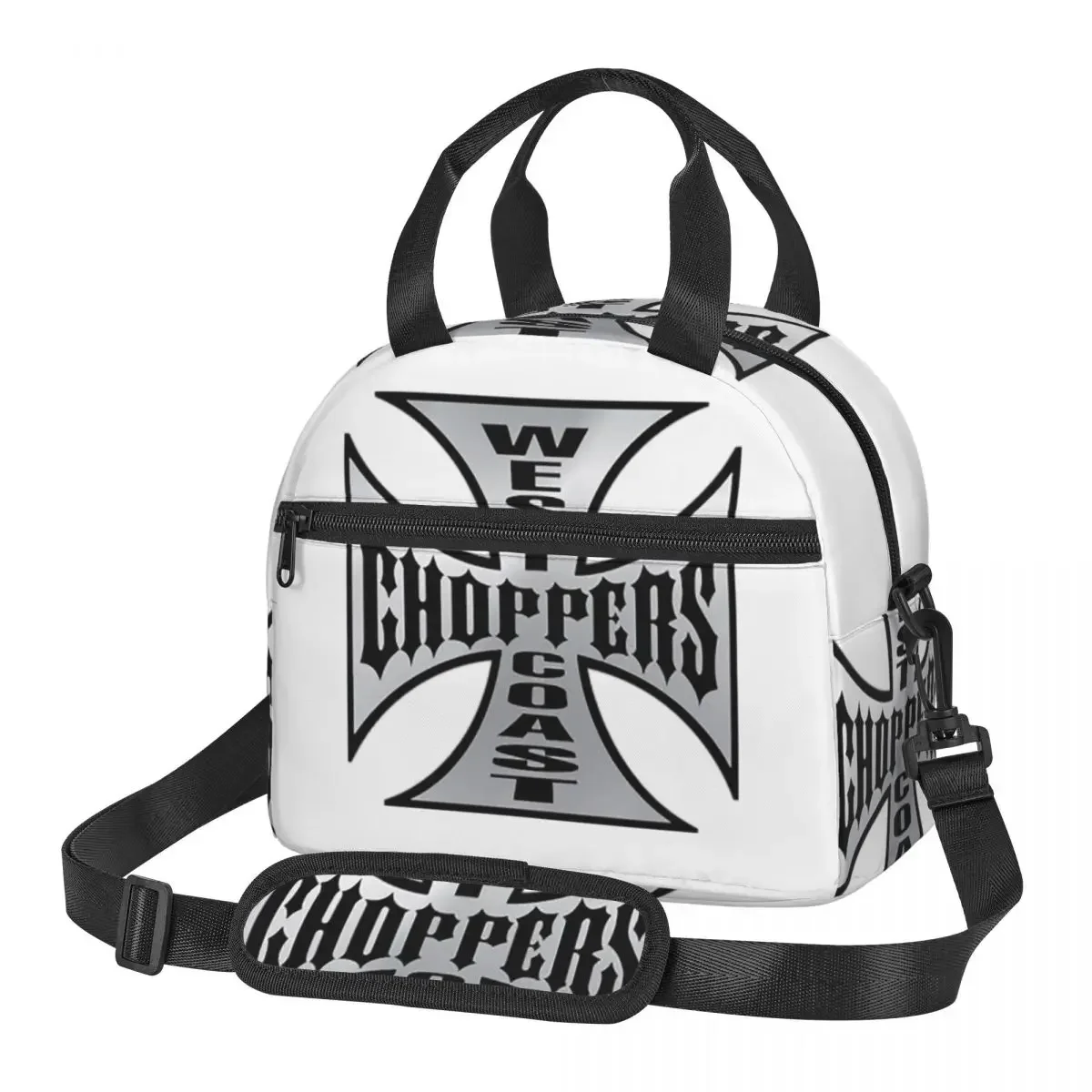 

Personalized West Coast Iron Cross Choppers Insulated Lunch Bag for Women Kids Portable Food Boxes Thermal Lunch Box Tote