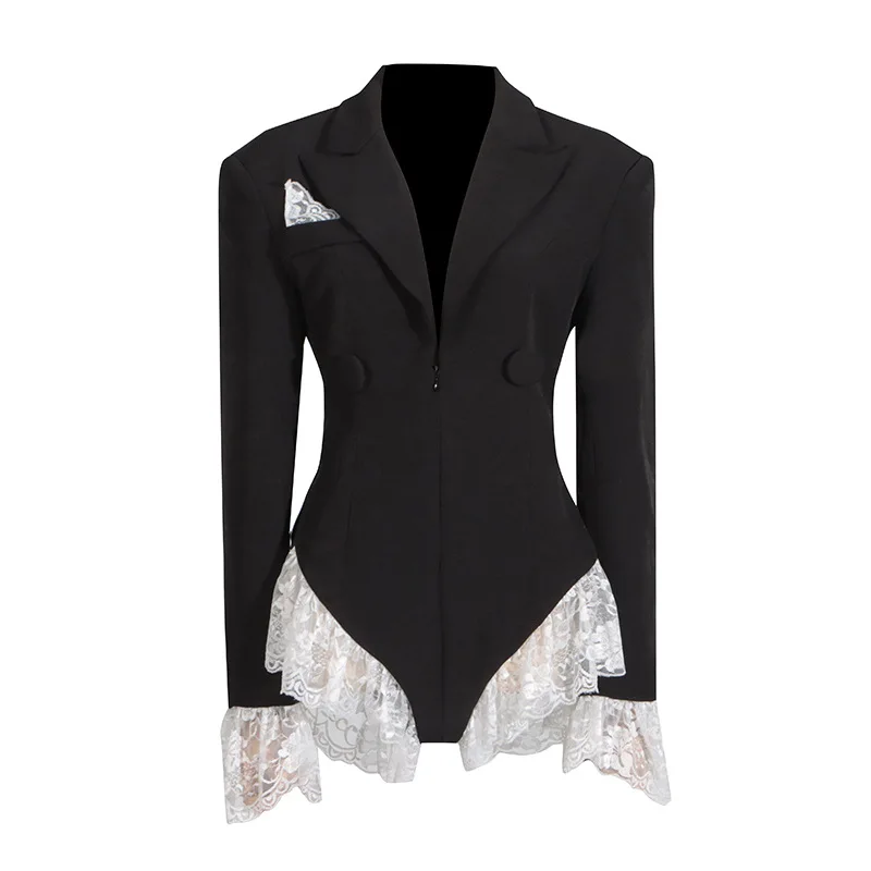 2025 Autumn New Style Fashion Temperament Elegant Lace Ruffle Design Tight Hot Girl Suit Jumpsuit Female