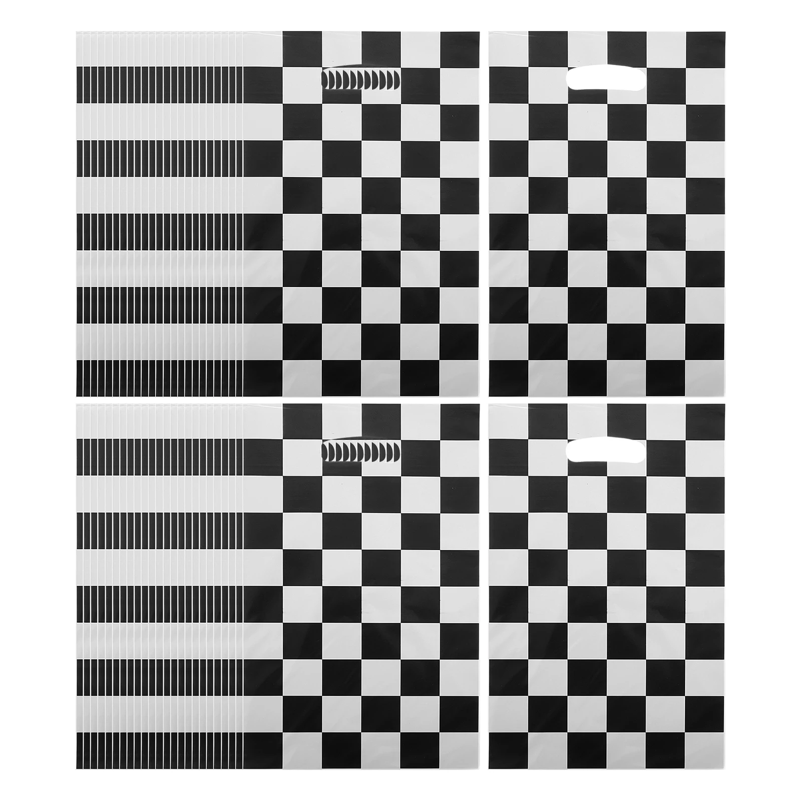 

50pcs Racing Car Theme Gift Bags Black White Checkered Print Party Favors Tote For Birthday Christmas Events Shopping Store