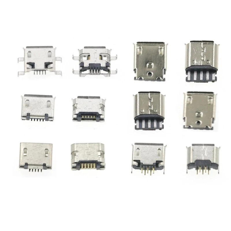 Imagem -05 - Caixa Fêmea Micro Usb Plugue Cauda de Carregamento Android Interface Usb 24 Tipos 240 Pcs