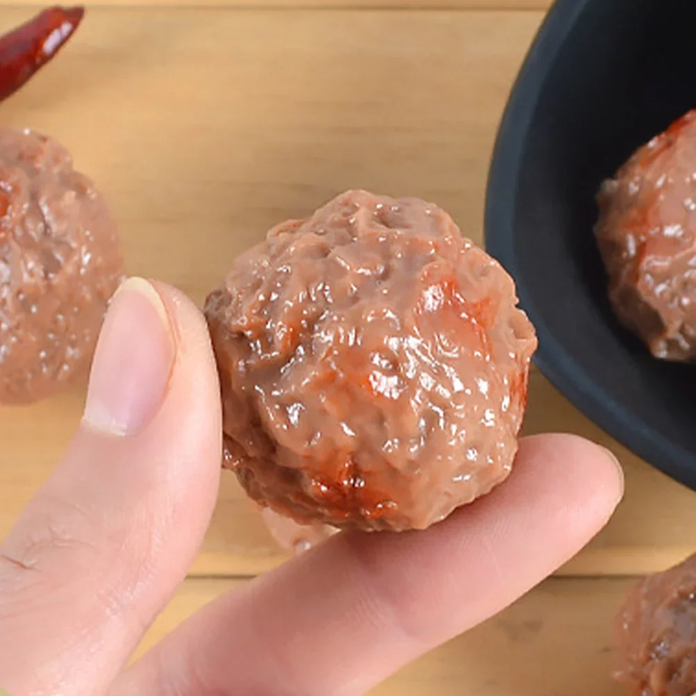 10Pcs PVC Simulation Beef Ball Realistic Artificial Meatball Model BBQ Fake Food Hot Pot Restaurant Props Yummy Dishes Ornaments