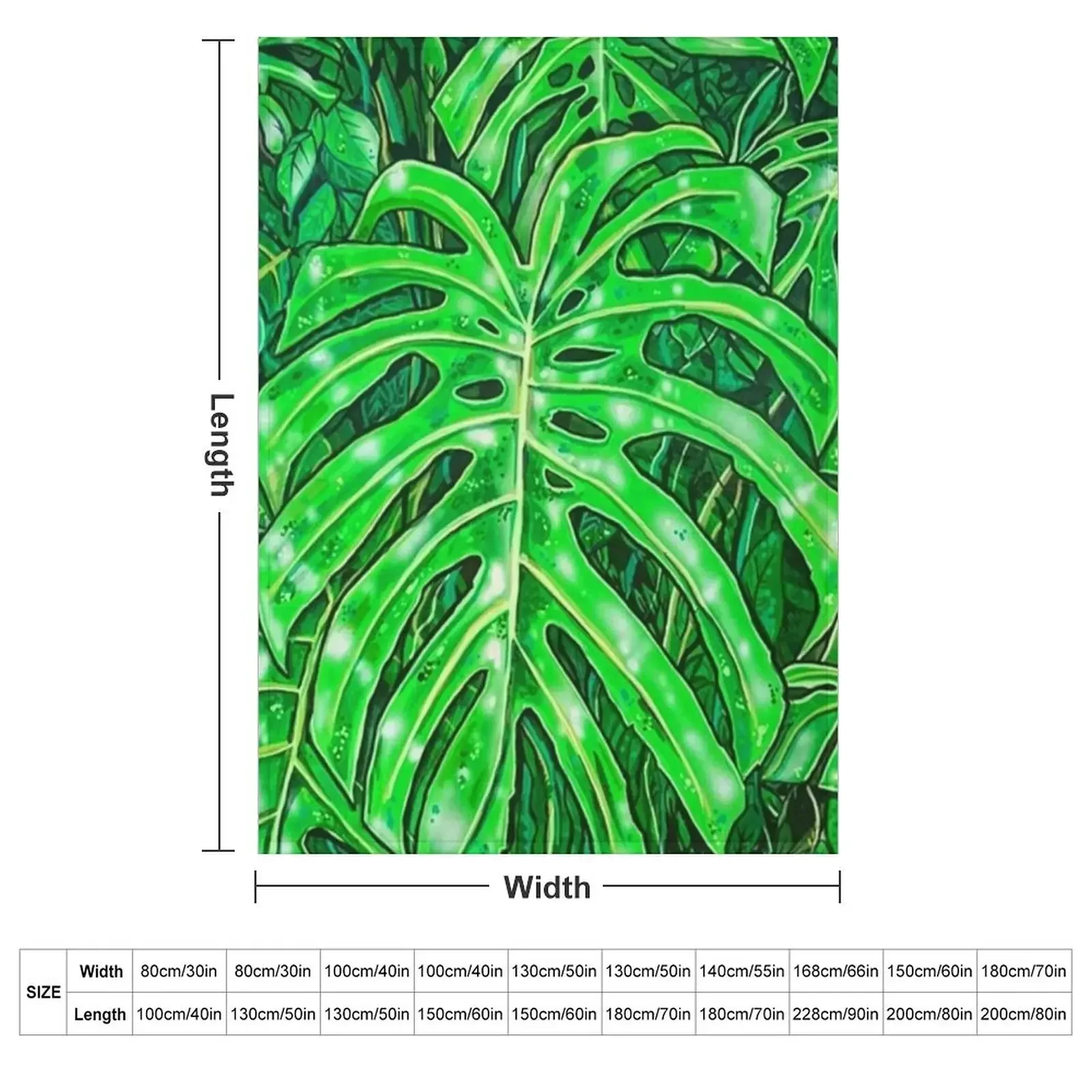 super green tropical leaves art print Throw Blanket Beach Decorative Sofa Soft halloween Moving cosplay anime Blankets