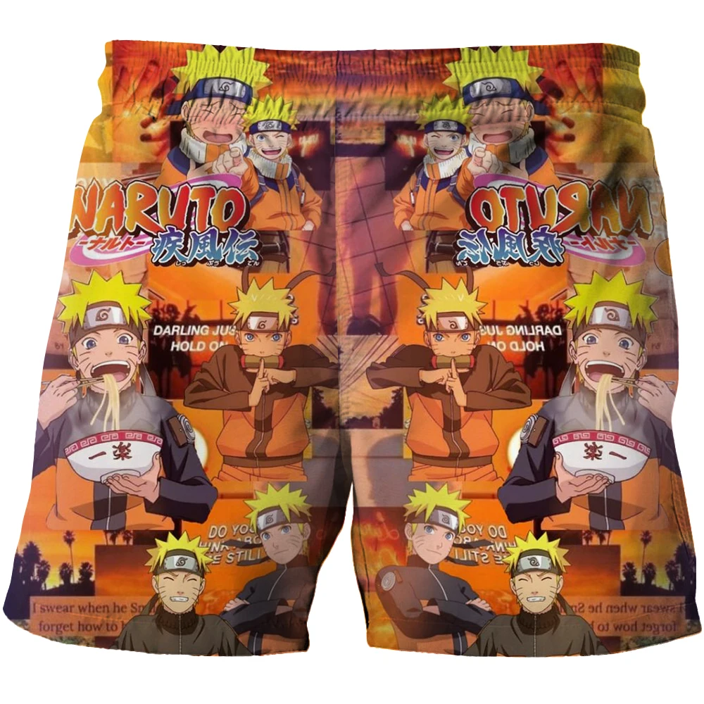 

Шорты Наруто из японского аниме, мужская мода, камуфляжные быстросохнущие шорты для плавания с 3D принтом, крутые шорты со льдом, детские летние шорты