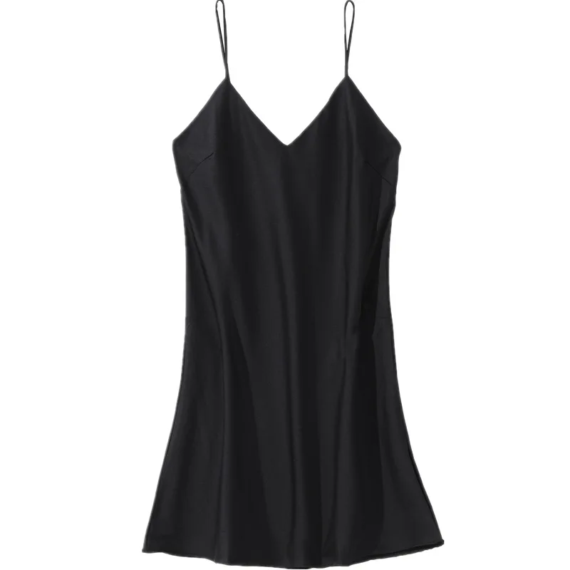 High Quality Summer Sexy Silk Slip Nightdress Pajamas Women's Thin Ice Silk Home Sleeveless Dress Women Solid Home Wear