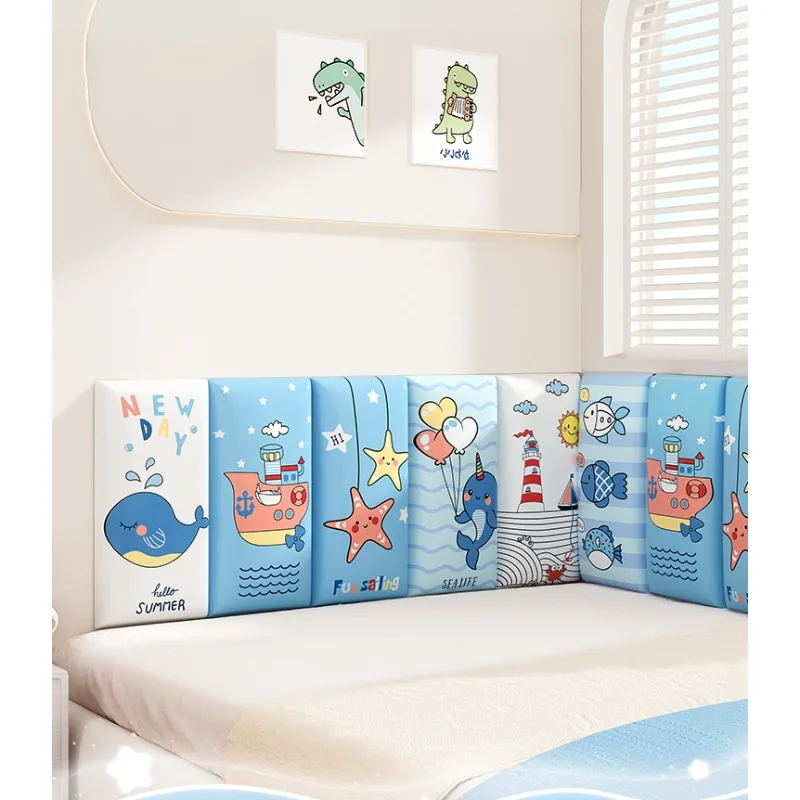 Underwater World Children's Headboards Tatami Soft Bag Cartoon Wall Stickers Self-adhesive Headboard Panels Bedroom cabecero