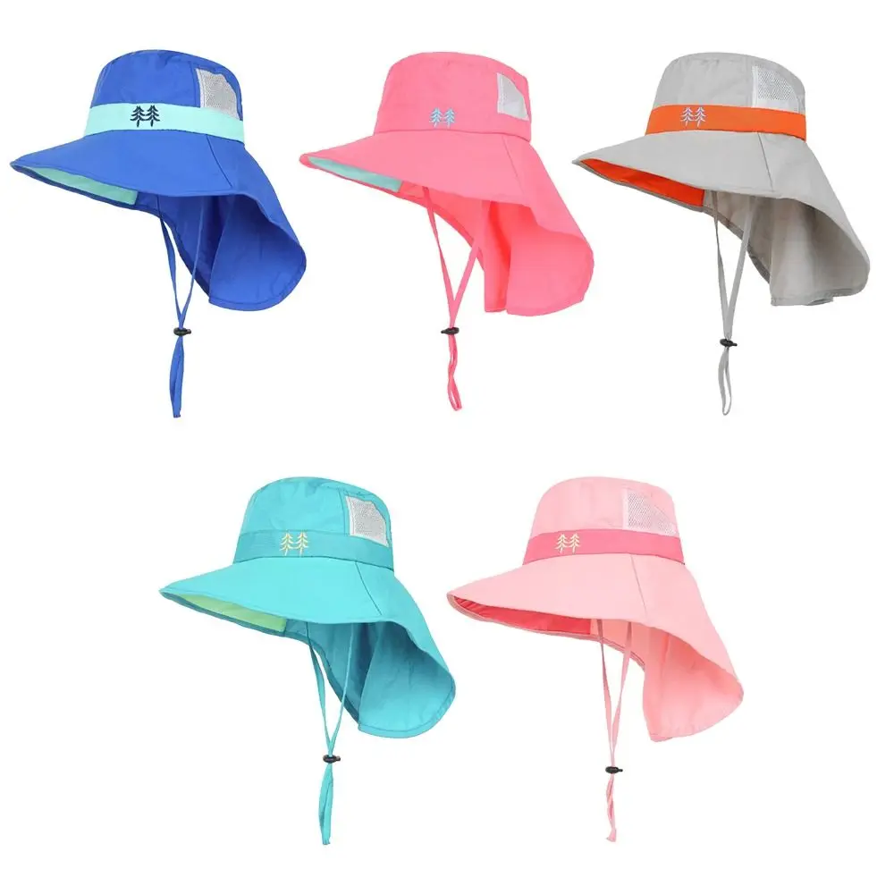 

UV Protection Outdoor Beach Sun Hat Children Summer Bucket Hats Boy Girl Flap Cap Adjustable Wide Brim Cap