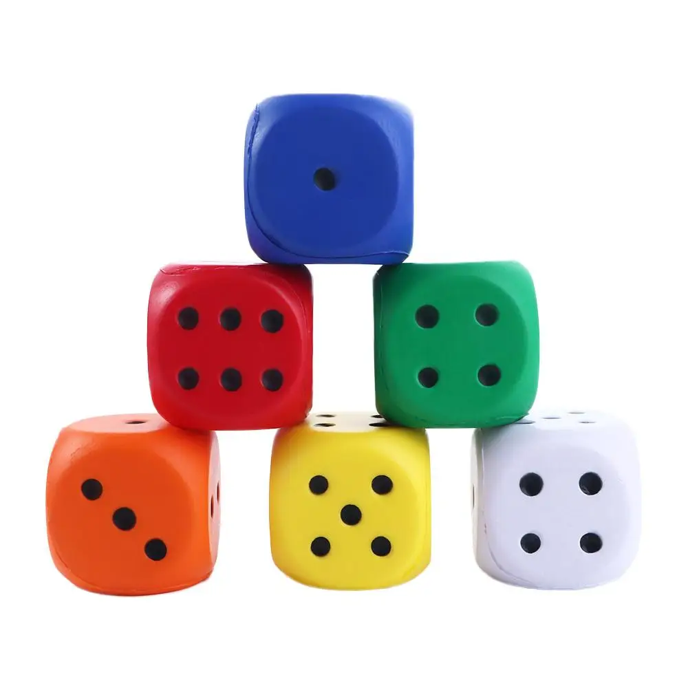 Props Cognitive Finger Training Solid Color Big Dice Elastic Toys Length 6cm Anti Stress Pressure Relief Point Dice Sponge Dice