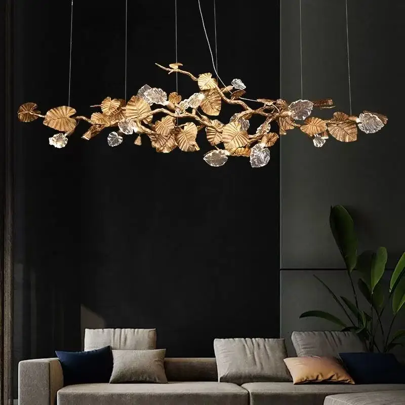 

BOSSEN Minimalist Dimmable Luster Ceiling Light Designer Crystal Luxury Copper Branches Chandelier Adjustable for Staircase