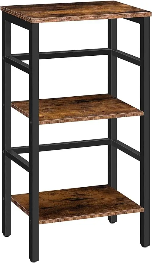 

3 Tier Bookshelf Narrow Bookshelf Record Storage Rack with Side Fence Wooden Free-Standing Shelf Units Narrow Display