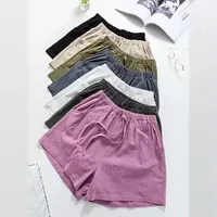 High Waist Cotton Linen Shorts Women Loose Slimming Hot Pants Large Size Thin Casual Elastic Waist Pants Summer Fashion